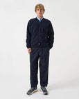 universal works wool fleece zip bomber jacket navy