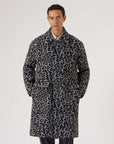 universal works account coat leopard flower wool blue