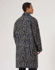 universal works account coat leopard flower wool blue