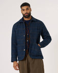 universal works bakers jacket harris tweed plaid navy (LAST SIZE LARGE)