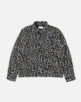 universal works club jacket leopard flower wool blue