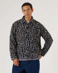 universal works club jacket leopard flower wool blue