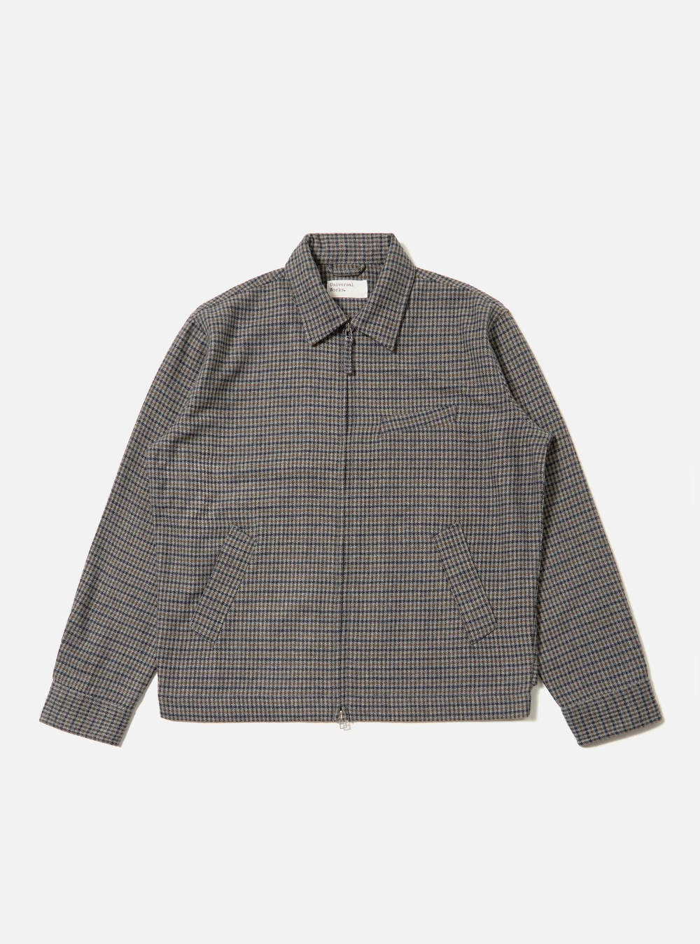 universal works windcheater charcoal houndstooth wool mix (LAST