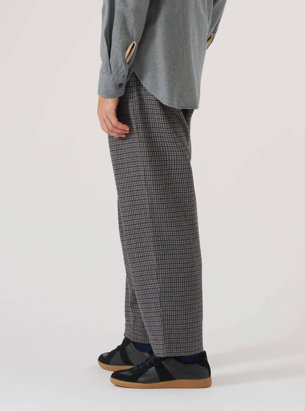 universal works oxford pant charcoal houndstooth wool mix – www