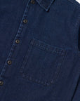 universal works fatigue shirt indigo work denim