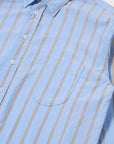 universal works lazy day shirt blue pop stripe four