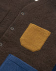 universal works wool fleece cardigan brown indigo