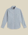 portuguese flannel atlantico stripe long sleeve shirt green seersucker (LAST SIZE XXL)