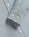 portuguese flannel atlantico stripe long sleeve shirt green seersucker (LAST SIZE XXL)