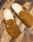 birkenstock boston shearling mink suede leather
