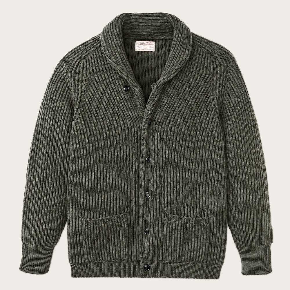 filson bristol cardigan sweater forest green heather –