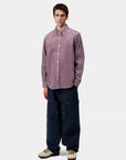 carhartt wip long sleeve madison cord shirt phlox phlox