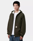 carhartt wip active sweat jacket olive stone washed