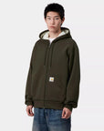 carhartt wip active sweat jacket olive stone washed