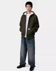 carhartt wip active sweat jacket olive stone washed