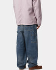 carhartt wip og double knee pant blue dark used wash