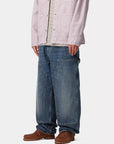 carhartt wip og double knee pant blue dark used wash