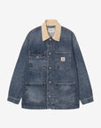 carhartt wip warren chore coat blue dusty h brown