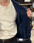 max rohr max 3 buttons vest indigo linen