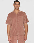 knowledge cotton terry loose short sleeve shirt chocolate (LAST SIZE SMALL)