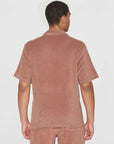 knowledge cotton terry loose short sleeve shirt chocolate (LAST SIZE SMALL)