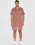knowledge cotton terry loose short sleeve shirt chocolate (LAST SIZE SMALL)