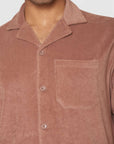 knowledge cotton terry loose short sleeve shirt chocolate (LAST SIZE SMALL)