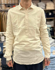 abcl garments pop over shirt light dobby off white