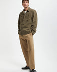 baracuta canvas garment dyed overshirt tarmac green