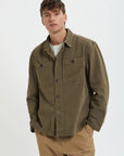 baracuta canvas garment dyed overshirt tarmac green