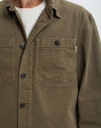 baracuta canvas garment dyed overshirt tarmac green