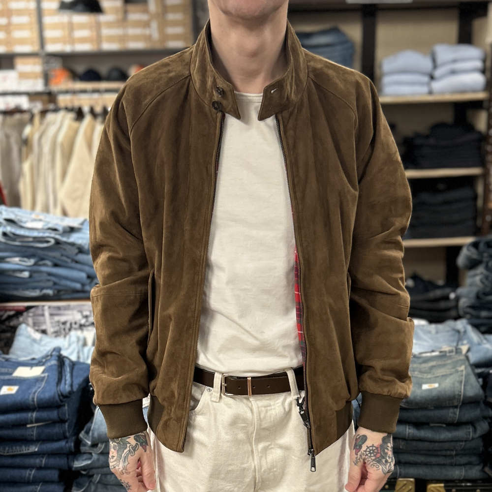 baracuta g9 jacket suede dark olive – www.sublime.bz