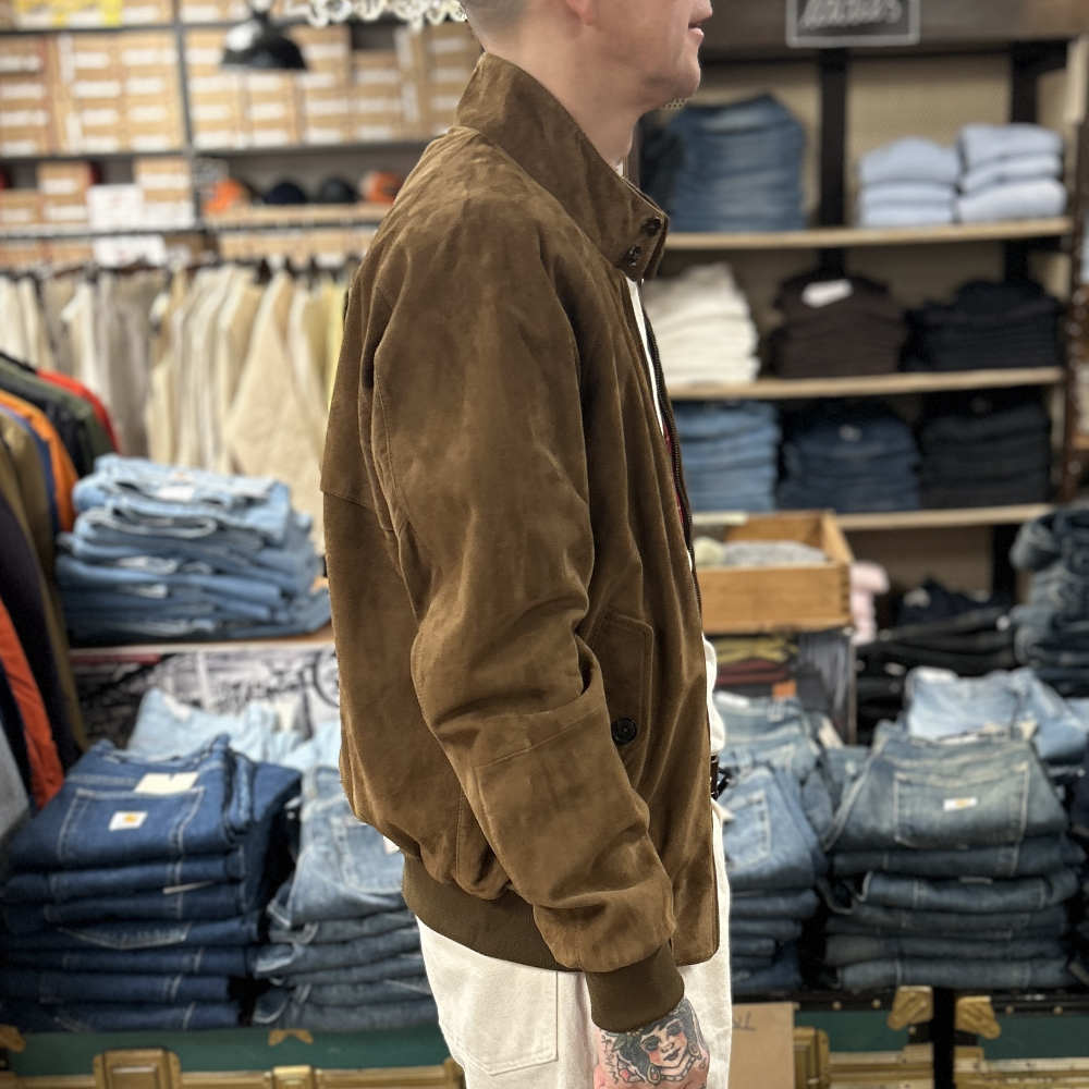 baracuta g9 jacket suede dark olive – www.sublime.bz