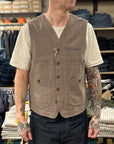captain santors 7706 vest ck505 brown cotton linen