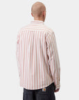 carharrtt wip long sleeve deven shirt deven stripe oxide red white