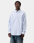 carhartt wip long sleeve kanan shirt cotton oxford kanan stripe bleach