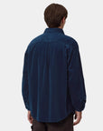 carhartt wip long sleeve loyde cord shirt dark navy rinsed