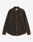 carhartt wip long sleeve madison cord shirt tobacco