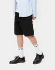 carhartt wip single knee short black rinsed