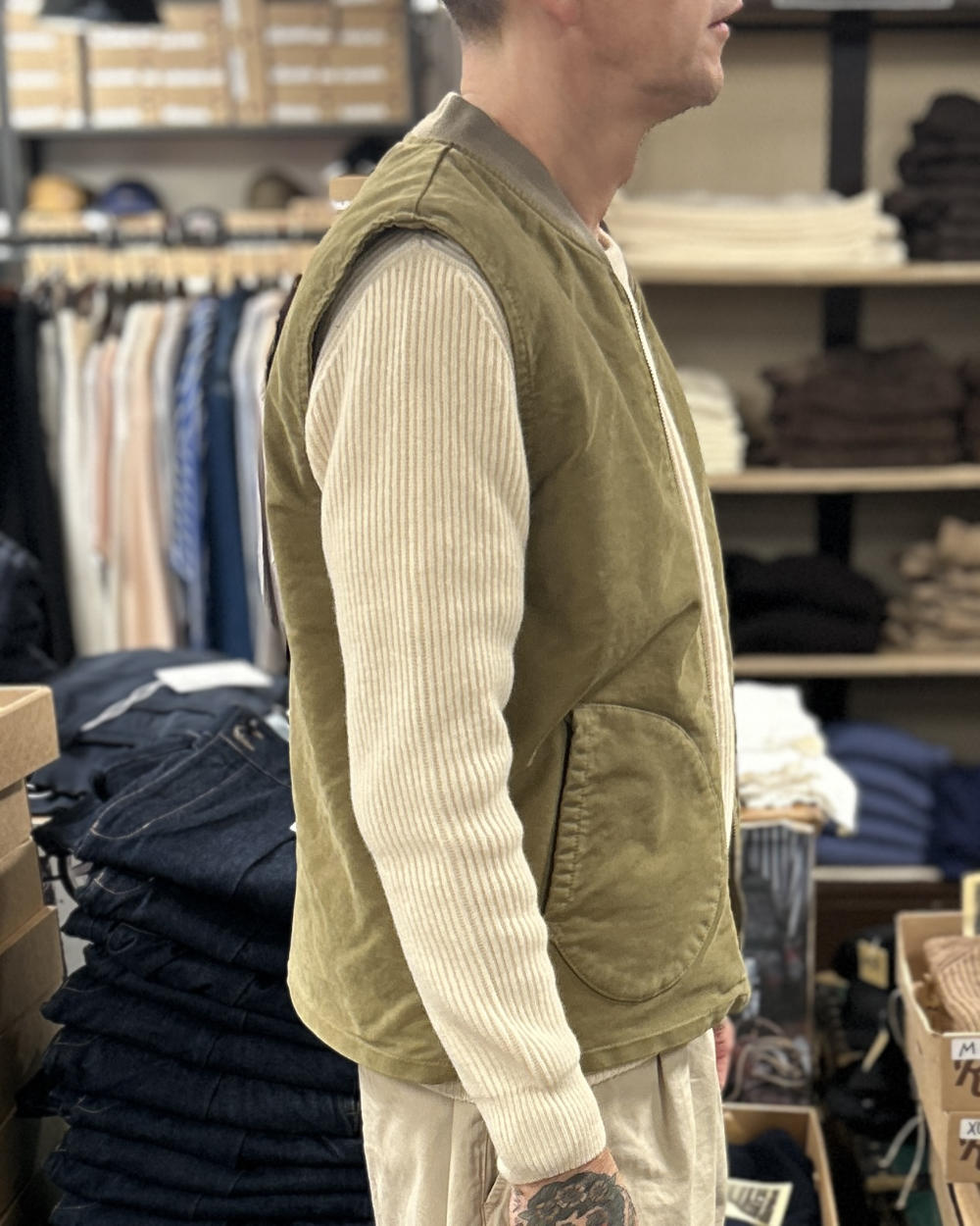 chesapeakes deck vest jungle cloth new mccoy khaky green – www