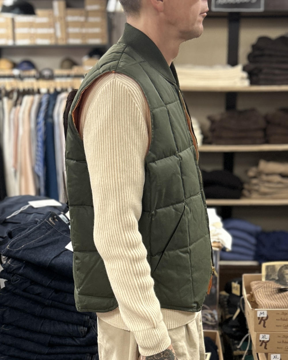 chesapeakes down vest seattle hbt waxed army green – www.sublime.bz