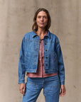 filson womens western denim jacket light indigo