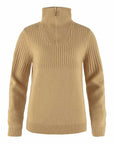 fjallraven ovik woman half zip knit dune beige