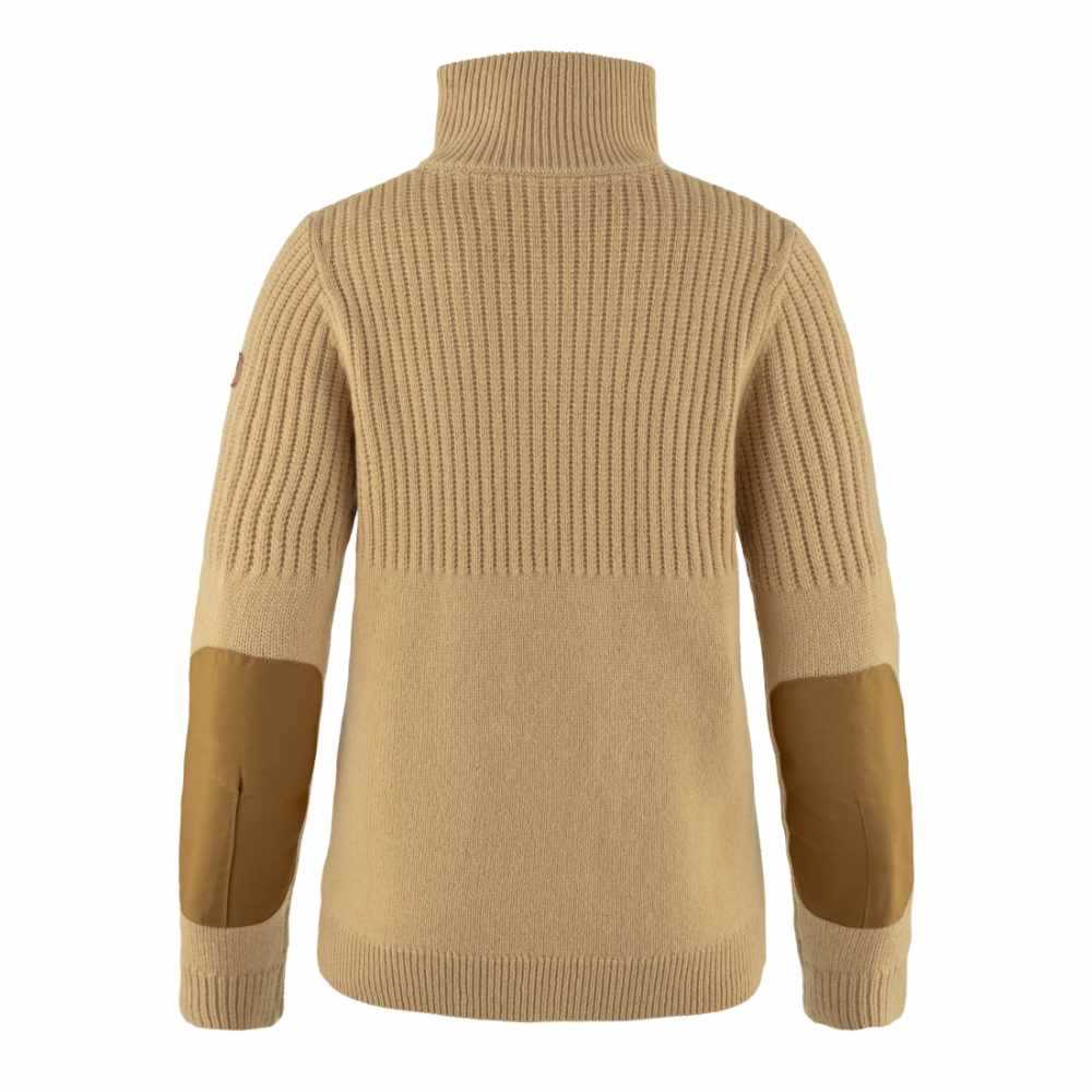 fjallraven ovik woman half zip knit dune beige – www.sublime.bz