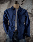 fleurs de bagne le bourgeron work jacket moleskin blue