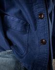 fleurs de bagne le bourgeron work jacket moleskin blue