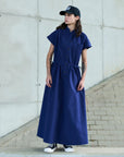 girls of dust service dress crispy poplin indigo
