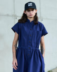 girls of dust service dress crispy poplin indigo