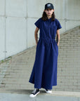 girls of dust service dress crispy poplin indigo