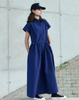 girls of dust service dress crispy poplin indigo